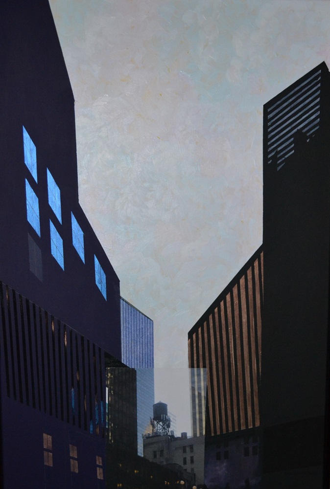 MaryAnn_ Varley_Sunshine_Shadows_and Water Tower, NYC _24W X 36H_ 2023 Mixed Media acrylic photo print